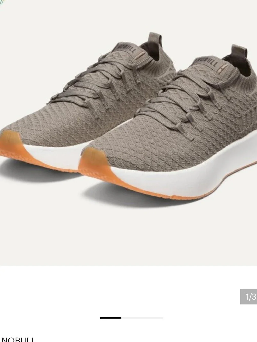 NOBULL Drive Knit Runner in Taupe with White Midsole and Gum Toe